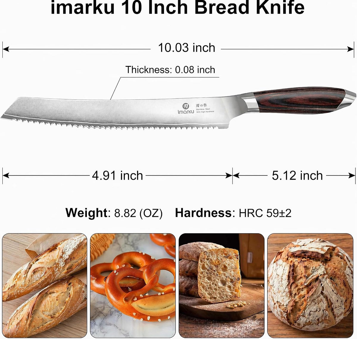 Bread Knife 10 Inch,Japanese Professional Grade Serrated Bread Knife
