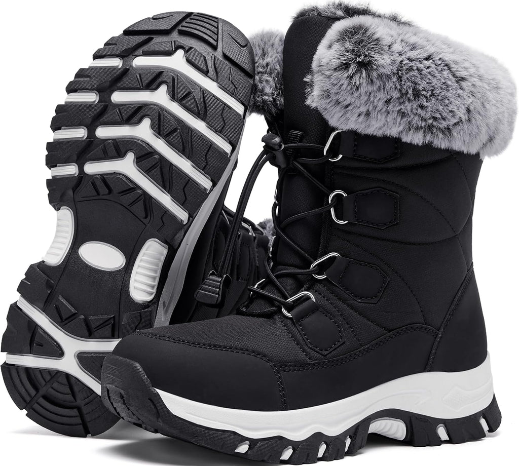 Winter Snow boots for Kids Girls Boys Water-Resistant Outdoor Warm Anti-Slip Mid Calf Faux Fur Lining Insulated Shoes