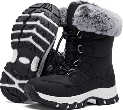 Winter Snow boots for Kids Girls Boys Water-Resistant Outdoor Warm Anti-Slip Mid Calf Faux Fur Lining Insulated Shoes