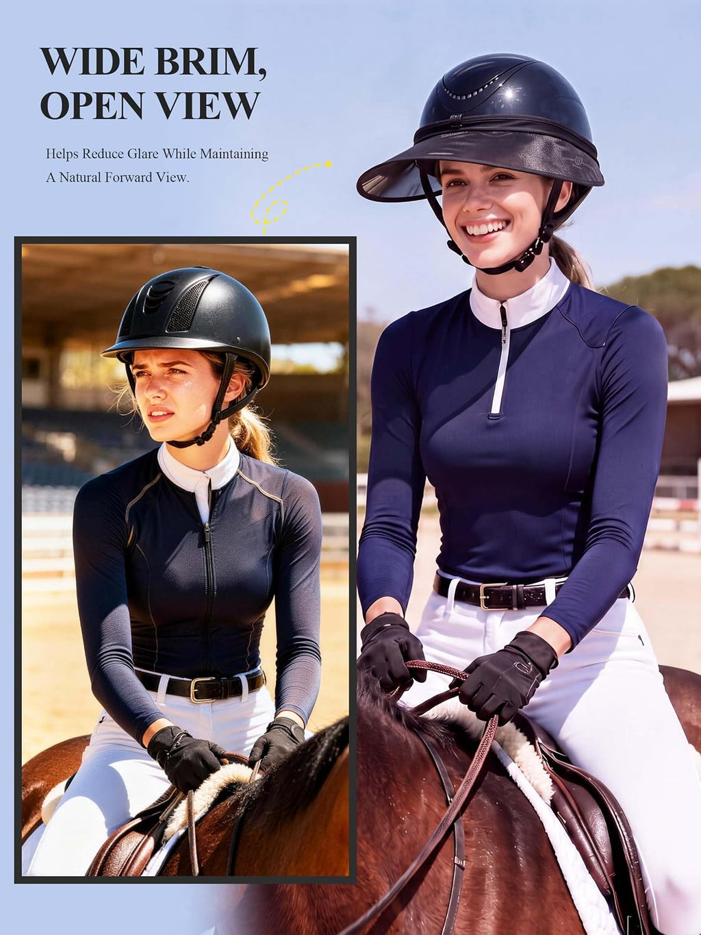 Horse Riding Helmet Visor, Clip-On Sun Brim