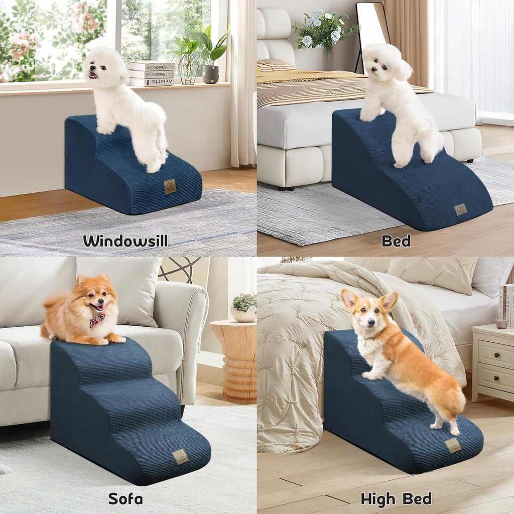 2-Tiers Extended Dog Stairs Steps for Couch Sofa, Dog Stairs for Small Dogs, Pet Stairs Ramp Ladder Friendly to Small