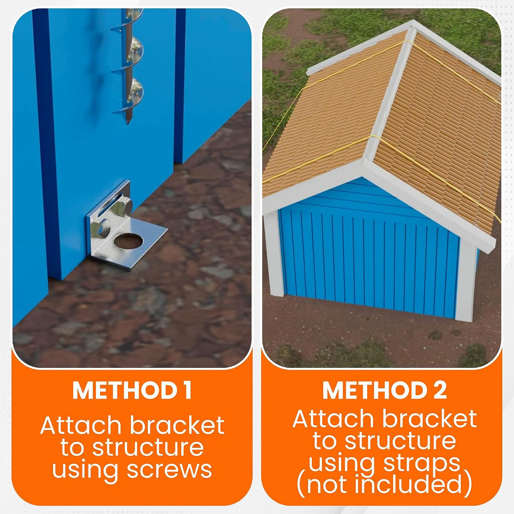 Ground Anchors Screw In - 24" Set of 4,6,8 with Brackets and Drill Bit - Earth Anchors - Mobile Home Anchors