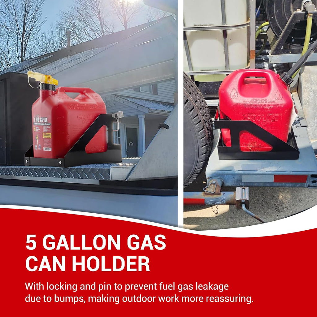 5 Gallon Trailer Gas Can Holder Rack, Compatible with No-Spill 5 Gal Cans | Heavy Duty Mount for Trailers & Trucks