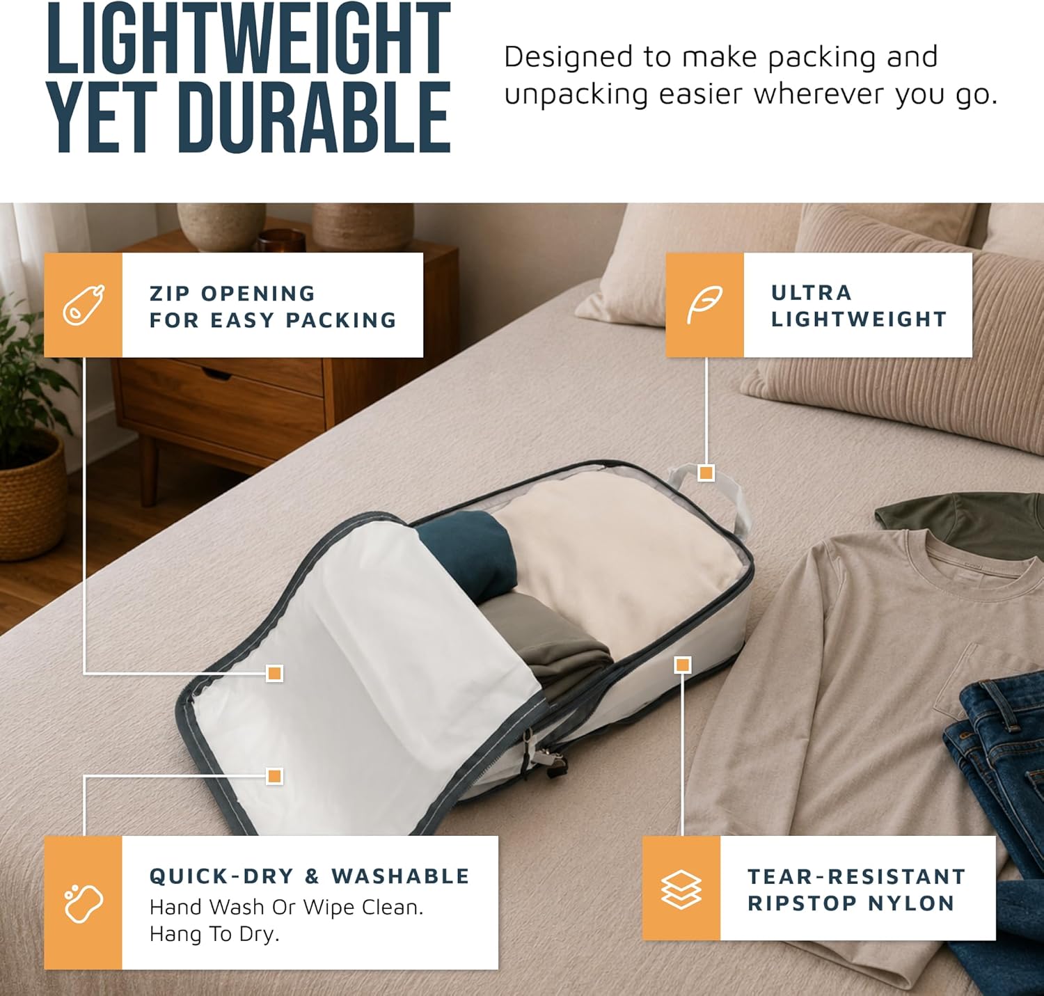 Large Compression Packing Cubes for Travel-Packing Cube Luggage Organizers 4 Piece Set for Checked