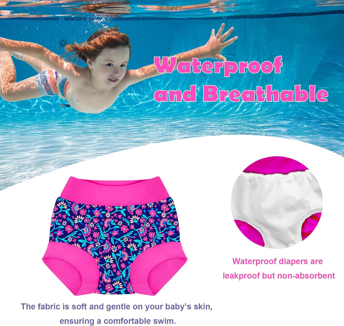Baby Swim Diaper Sets 2-Pack, Long Sleeve Rash Guard UPF 50+