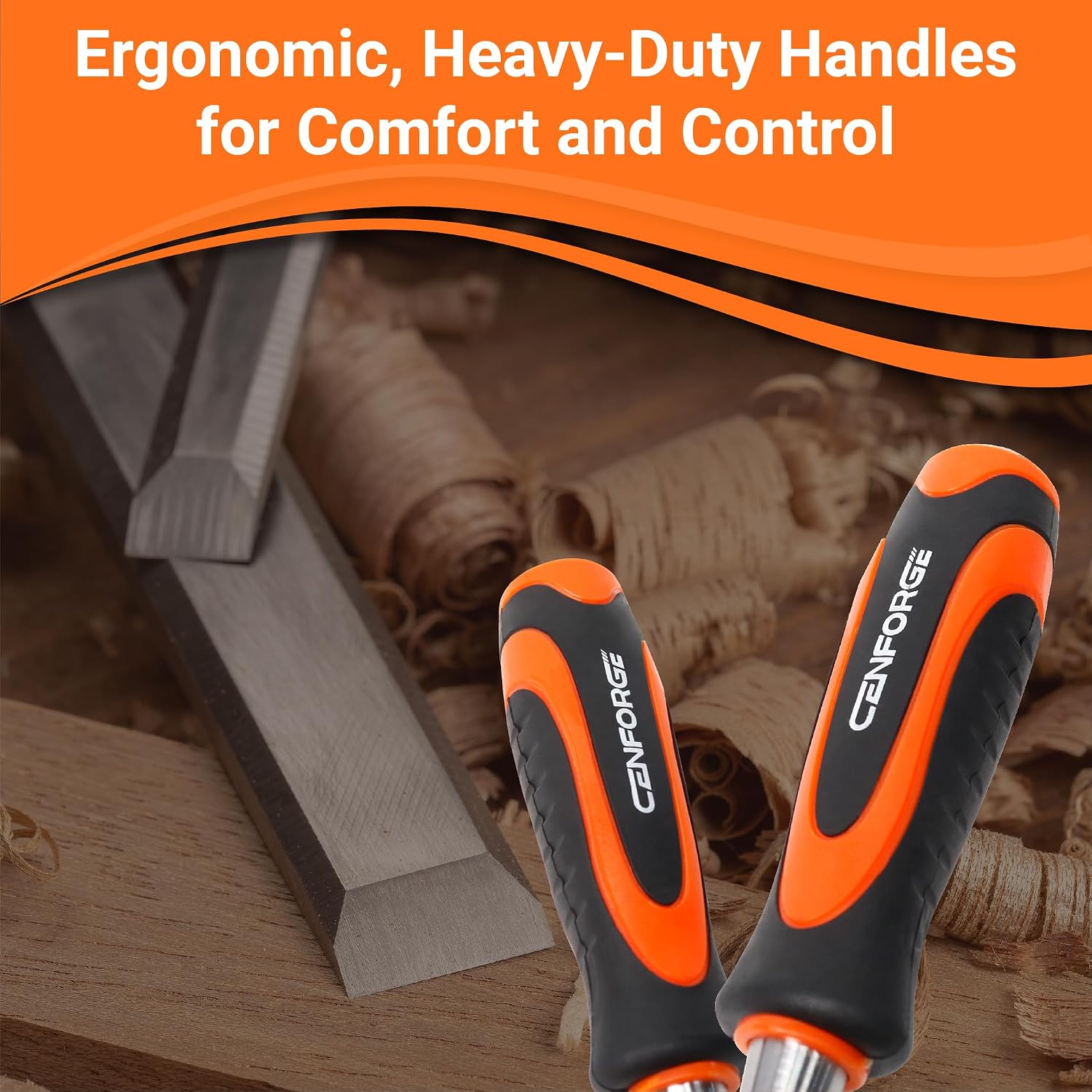 10-Piece Wood Chisel Set for Woodworking - Professional Cr-V Steel Bevel Edge Chisels (1/4" to 1-1/2") with Honing