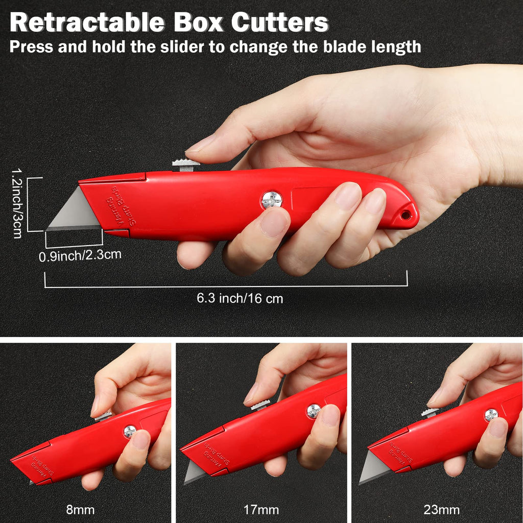 20 Pcs Box Cutter Bulk Retractable Utility Knife, 4 Colors