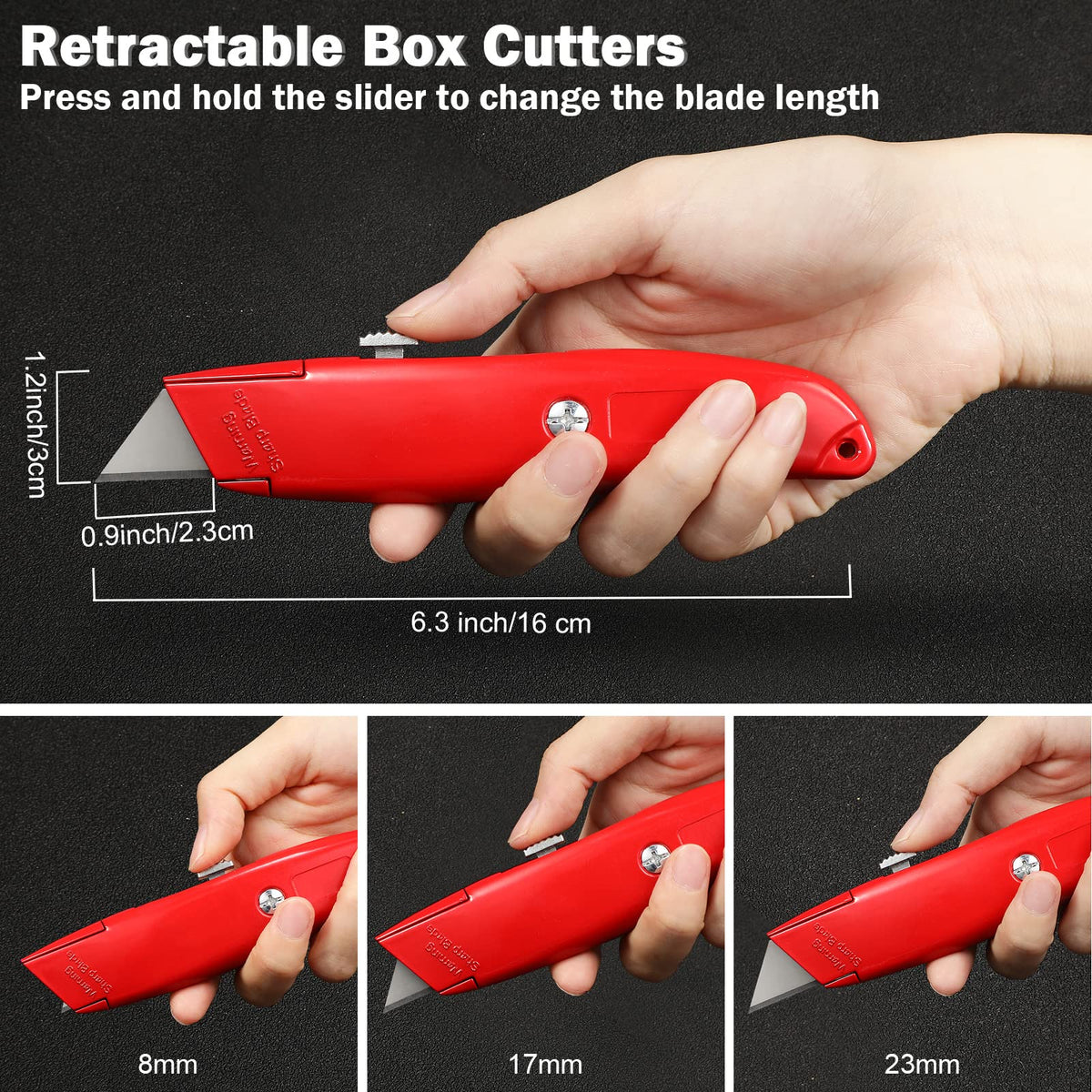 20 Pcs Box Cutter Bulk Retractable Utility Knife, 4 Colors