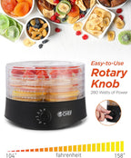 Food Dehydrator, Five 9.25” BPA-Free Trays, CCD100B6, Black