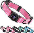 Dog Collar with AirTag Holder IP68 Waterproof Reflective Dog Collar, Rose L