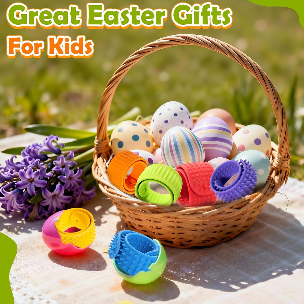 Sensory Fidget Toys for Kids: Textured Silicone Slap Bracelets 6 Pack, Stress Relief Fidgets for Autism ADHD
