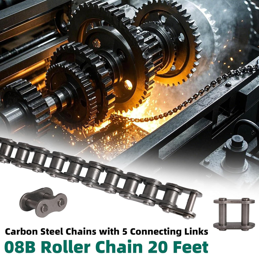 #08B Roller Chain 20 Feet 428 Carbon Steel Chains with 5 Connecting