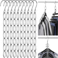 Clothing Chain Hanger 10-Pack, Metal Closet Organizer Space Saving Hangers with 7 Holes, College Dorm Room