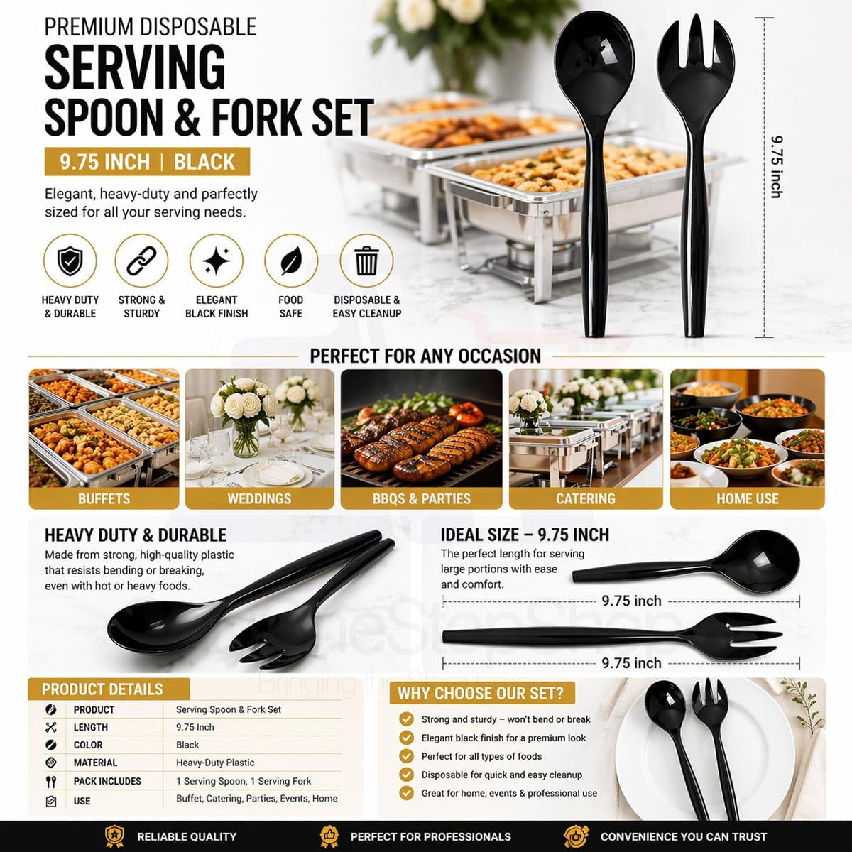 Chafing Dish Buffet Set Disposable | Buffet Servers and Warmers, Buffet Serving Kit | Includes Chafing Fuel, Wire