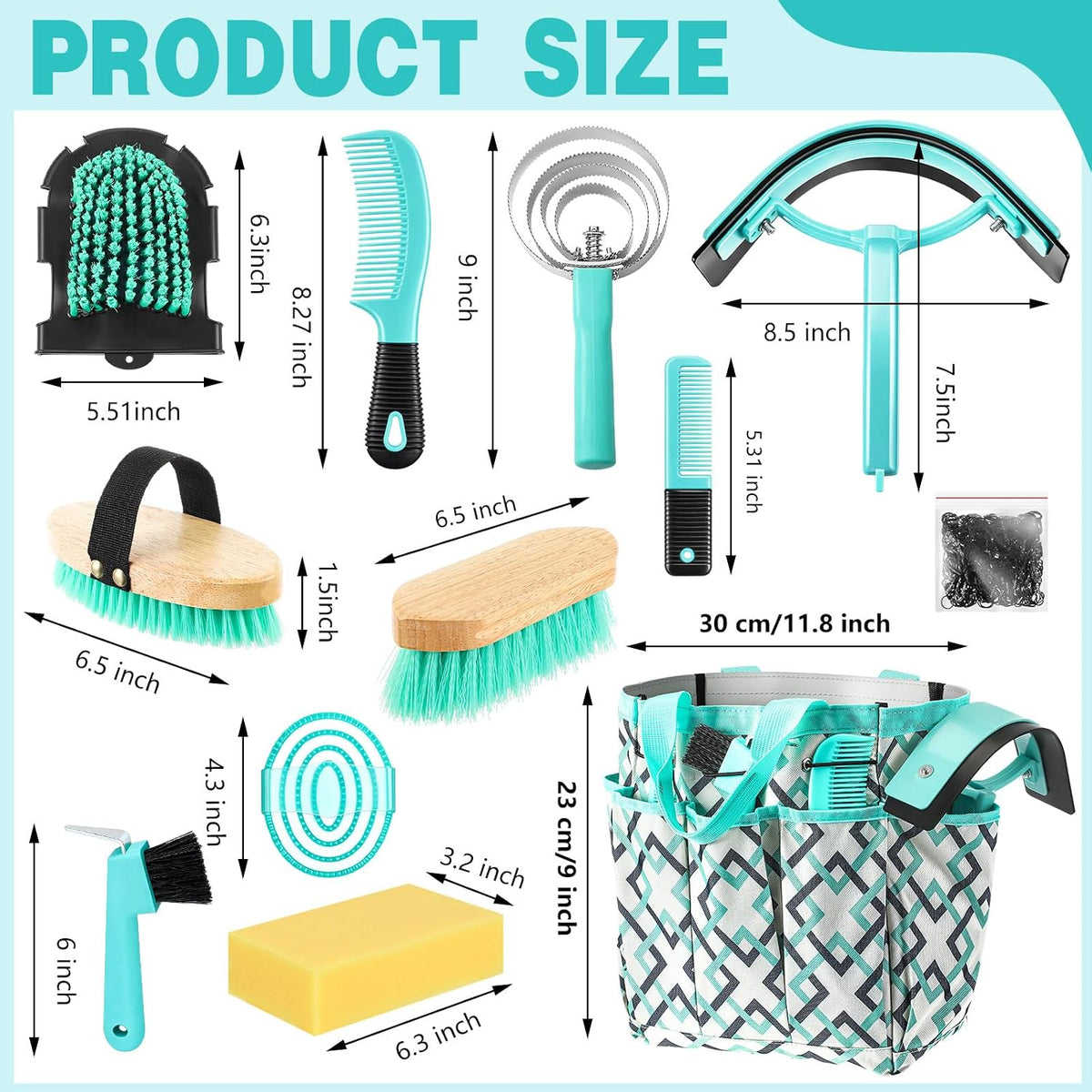 12 Piece Horse Grooming Kit with Organizer Tote Bag Brush Sets for Derby Day Show Horses Professional Tools for Care