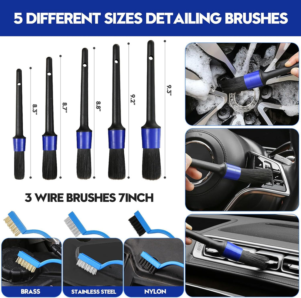 42Pcs Car Detailing Kit, Car Detailing Brush Set, Car Wash Cleaning Kit, Car Detailing Brushes, Professional Car Care
