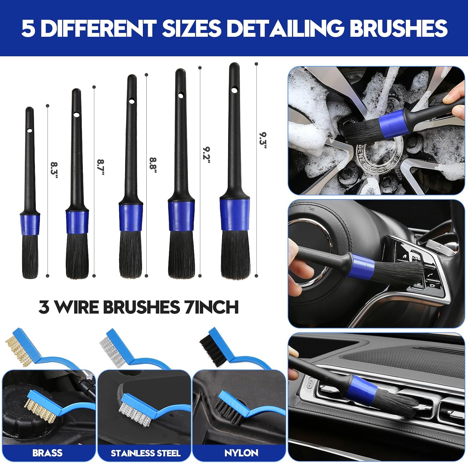 42Pcs Car Detailing Kit, Car Detailing Brush Set, Car Wash Cleaning Kit, Car Detailing Brushes, Professional Car Care