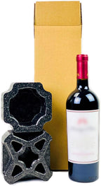Single Bottle Wine Shipping Box with Protective Foam Insert, Recyclable Corrugated Mailer, Fits Most 750ml Wine