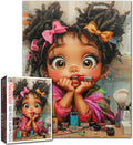 1000 Piece Jigsaw Puzzle for Adults Cute Girl Makeup Scene Puzzle 19.7 x 27.6 Inches Beauty Big Eyes Colorful Little