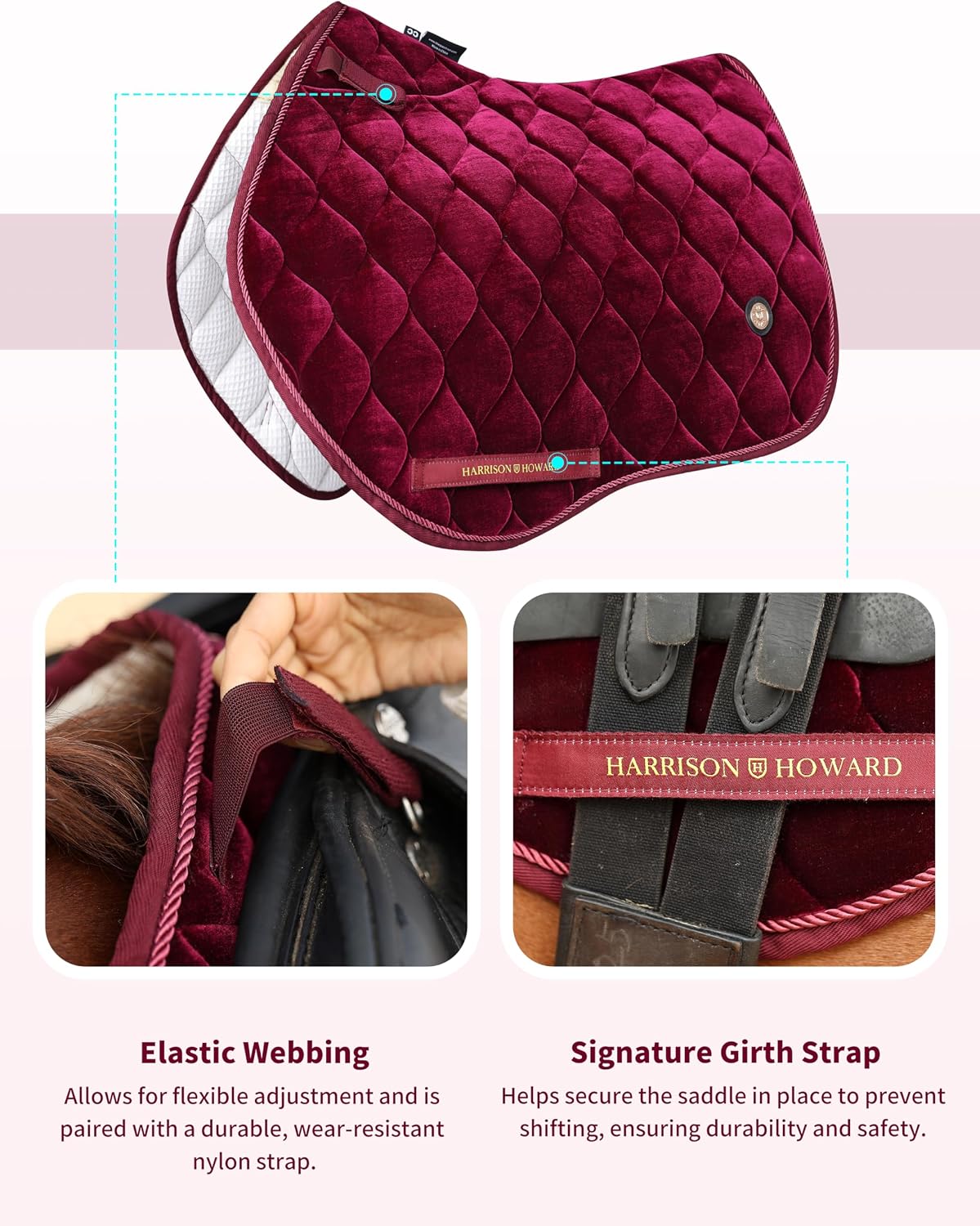 Close Contact Horse Saddle Pad for Jumping, w/Velvet Hue
