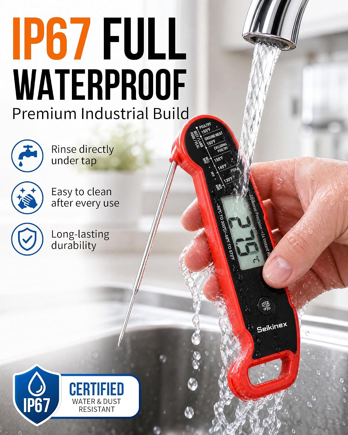Professional Digital Meat Thermometer, <1S Instant Read, Japanese Precision