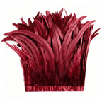 Burgundy Feather Trim for DIY Sewing Crafts, 10-12inch 2 Yards
