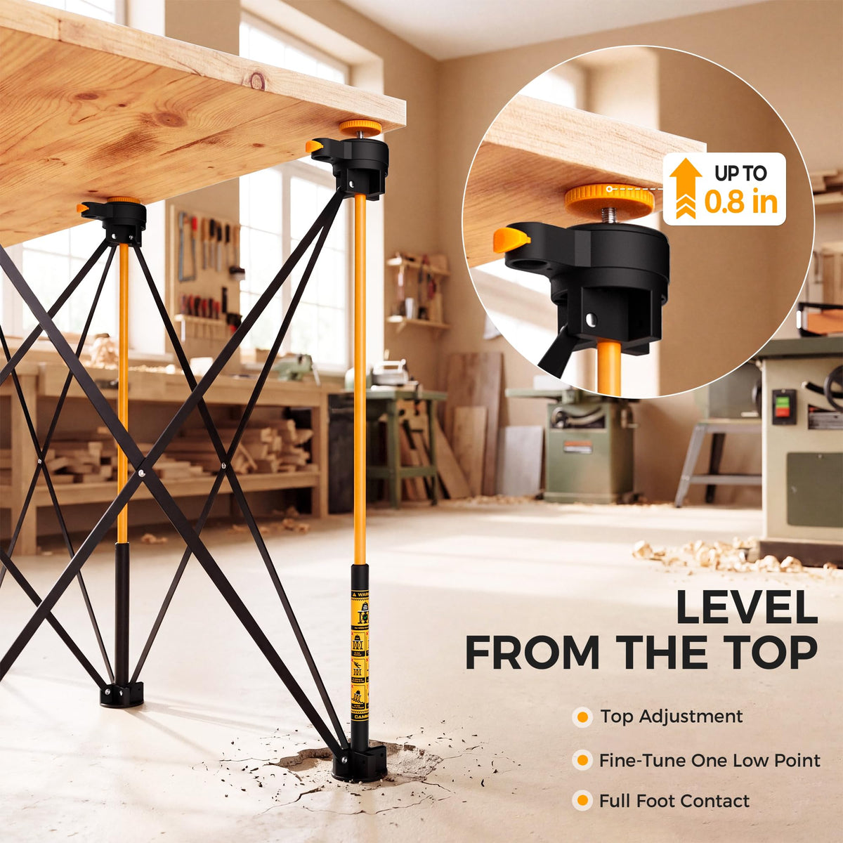 Portable Folding Workbench, 4 x 4 ft, Adjustable Top Leveling Pads