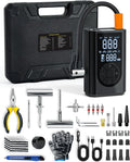 Tire Repair Kit with Portable Air Compressor, Tire Plug Kit 58PCS with Cordless Tire Inflator (150 PSI) for Car