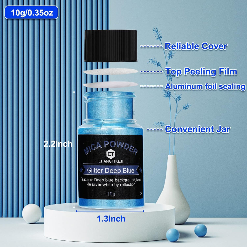 Mica Powder，63 Colors - 10g/Bottle of Natural Pigment Powder for Epoxy Resin，Lip Gloss，Eye Shadow,Car Paint, Dye,Soap