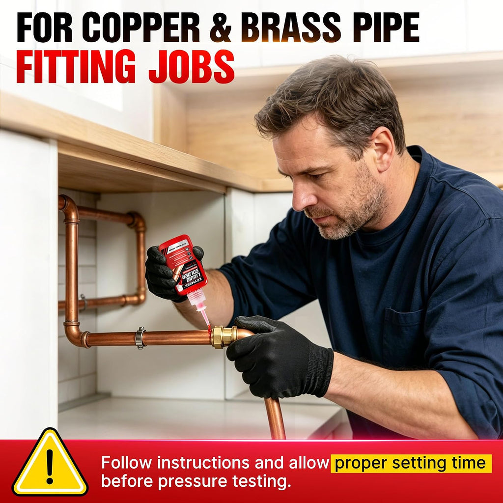 2 oz Liquid Solder for Copper & Brass, No Heat Plumbing Soldering Kit, Instant Leak Seal up to 500 PSI, Safe from