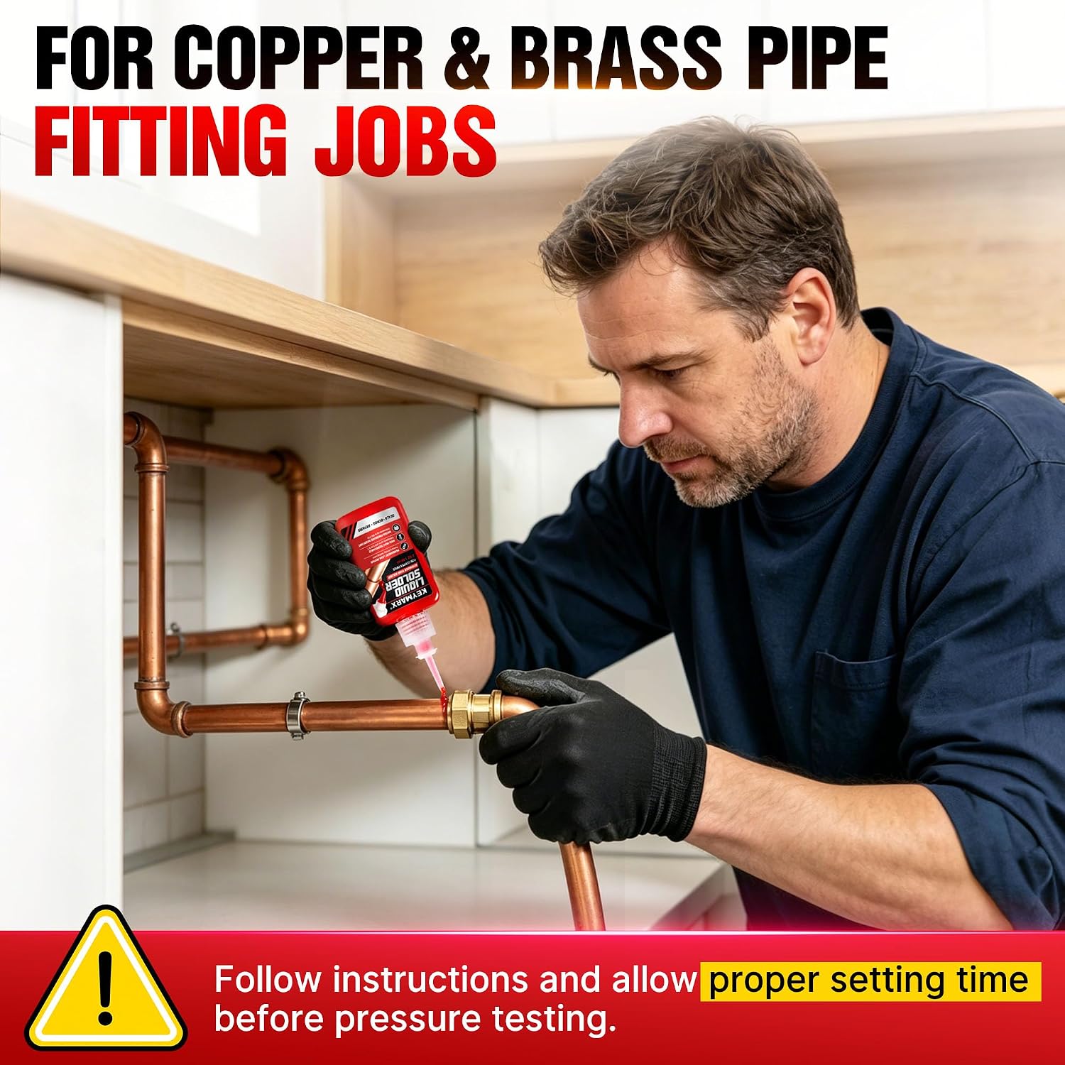 2 oz Liquid Solder for Copper & Brass, No Heat Plumbing Soldering Kit, Instant Leak Seal up to 500 PSI, Safe from