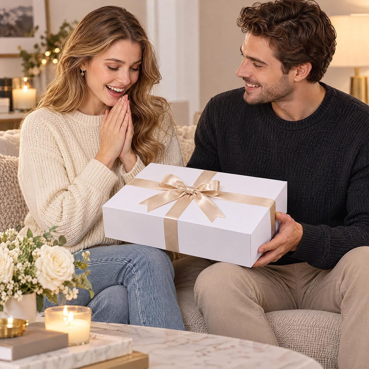 12 Pack 17x11x4 inch Gift Boxes, White Shirt Boxes for Presents