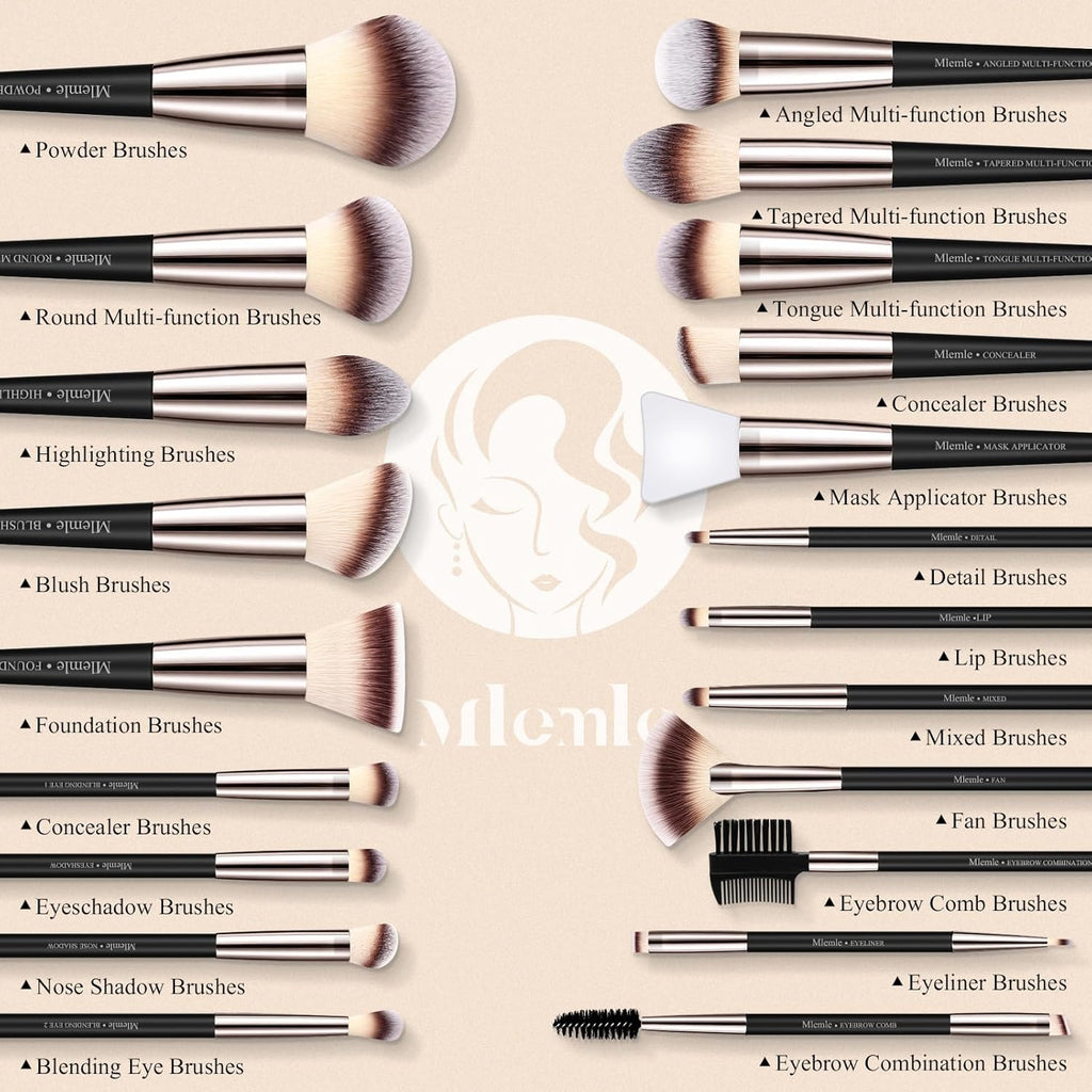 Makeup Brushes Set, Mlemle Professional 25 Pcs Makeup Kit, Include Powder Foundation Concealers Blush Eye shadows 21