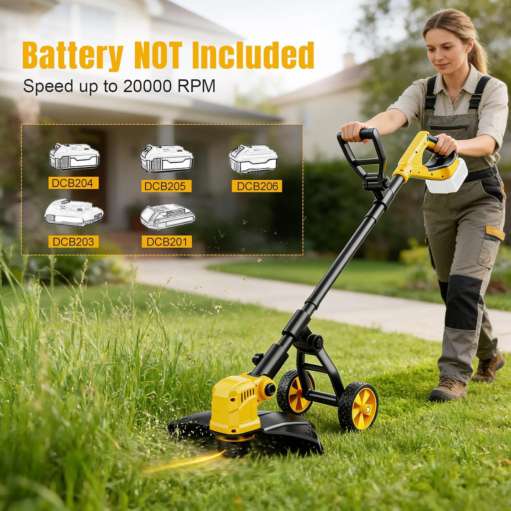 3 in 1 Cordless String Trimmer Compatible with Dewalt 20V Battery (NO Battery), 14" Electric Weed Wacker with Wheel