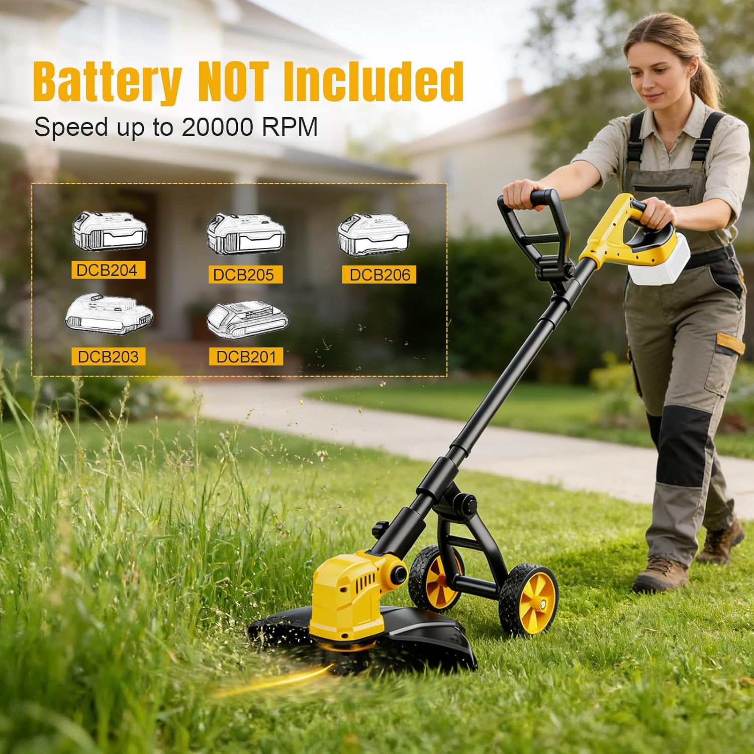 3 in 1 Cordless String Trimmer Compatible with Dewalt 20V Battery (NO Battery), 14" Electric Weed Wacker with Wheel