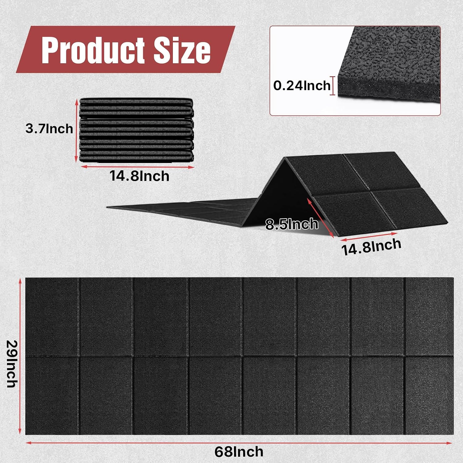 Treadmill Mat for Floor Protection, 68" × 29" Heavy Duty Exercise Equipment Mat for Home Gym, Anti-Slip Shock