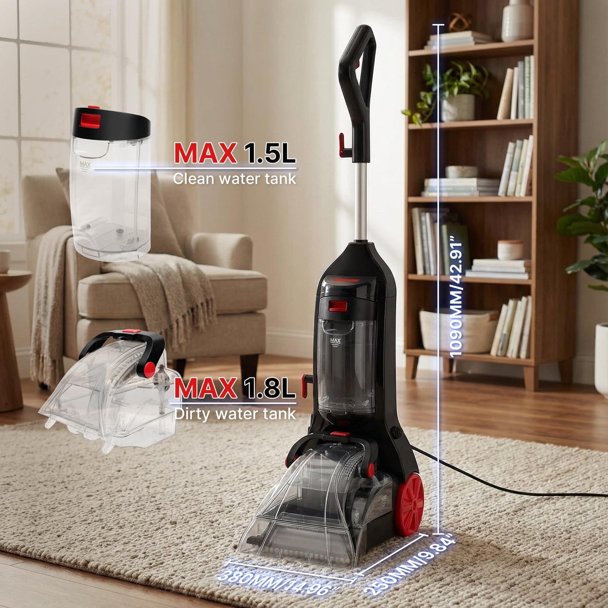Upright Carpet Cleaner Machine, 12000Pa