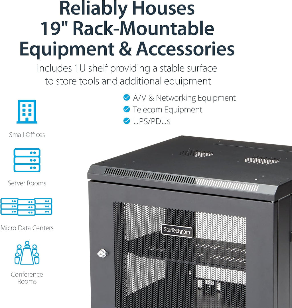 StarTech 9U Wall-Mount Cabinet, 19in, 4-Post, 18.9in Deep (RK920WALM)