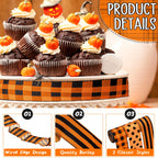 3 Rolls 2.5 Inch x 15 Yards Fall Halloween Orange and Black Wired Ribbon