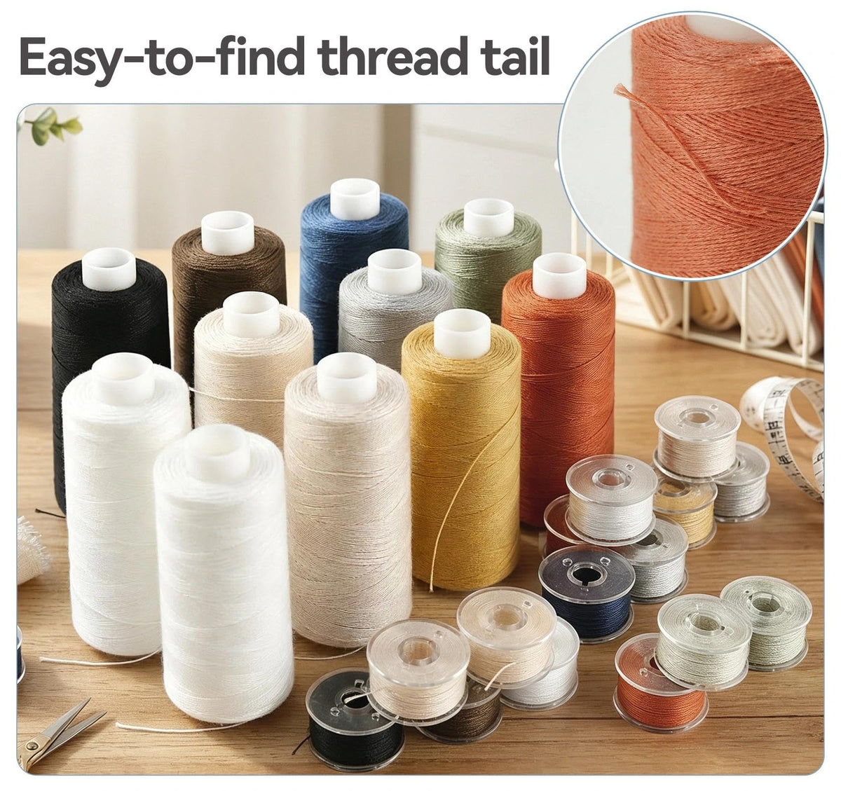 24pcs Sewing Thread Bobbins Kit Thread Weight 50S/3
