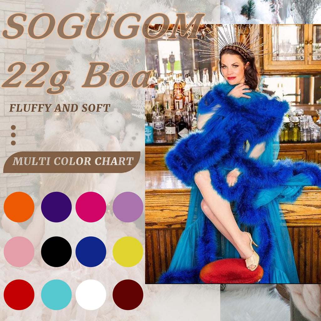 Light Blue 22G Marabou Feather Boa,2 Yards Boa for Crafting