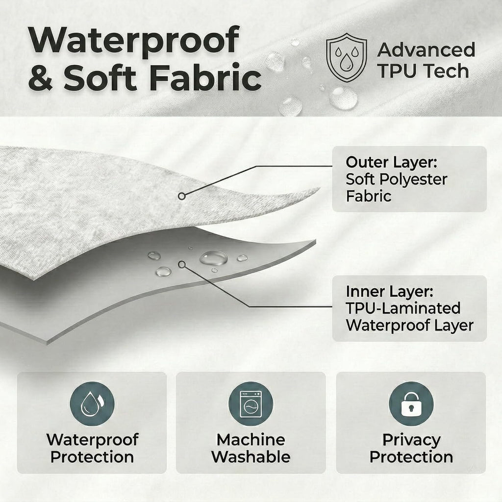 Waterproof Fabric Shower Curtain Liner, TPU Coated, PEVA-Free & Odorless, Hotel Quality, 3 Magnets, Rust-Proof Metal