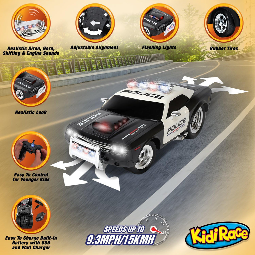 Rechargeable Police Car Remote Control Toy for Kids, Hobby Rc Cars Toys, Lights & Siren, Birthday Gift Ideas for Boy
