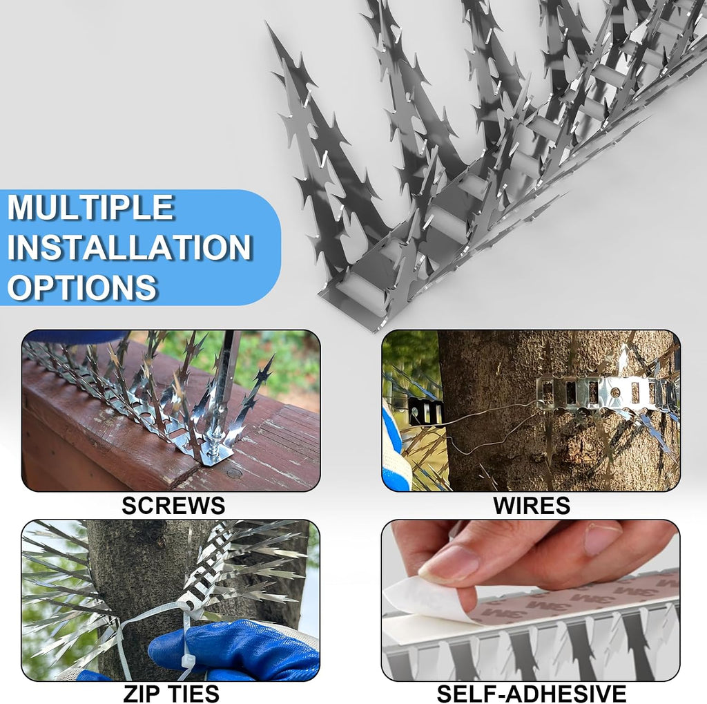 Bird Spikes Squirrel Proof Baffle for Bird Feeders, 158 Inch Avoid Climb Spikes for Outside, Fence, Garden, Tree