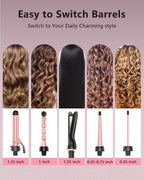 5 in 1 Curling Iron Set, Ceramic Curling Wand & Flat Iron