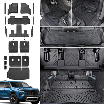 Floor Mats Set for 2024-2026 Chevy Traverse & GMC Acadia & 2025-2026 Buick Enclave, with 2nd Row Kick Mats, Only for