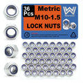 M10-1.5 Nylon Insert Lock Nuts 36 Pack, 304 Stainless Steel Hardware Nuts