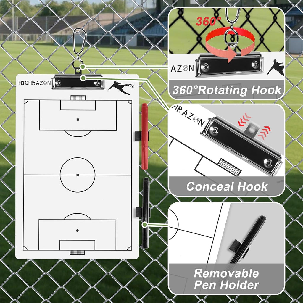 Soccer Coaches Clipboard, White Double-Sided Dry Erase Coach Clipboard, Soccer Whiteboard for Coaches, Lineup White