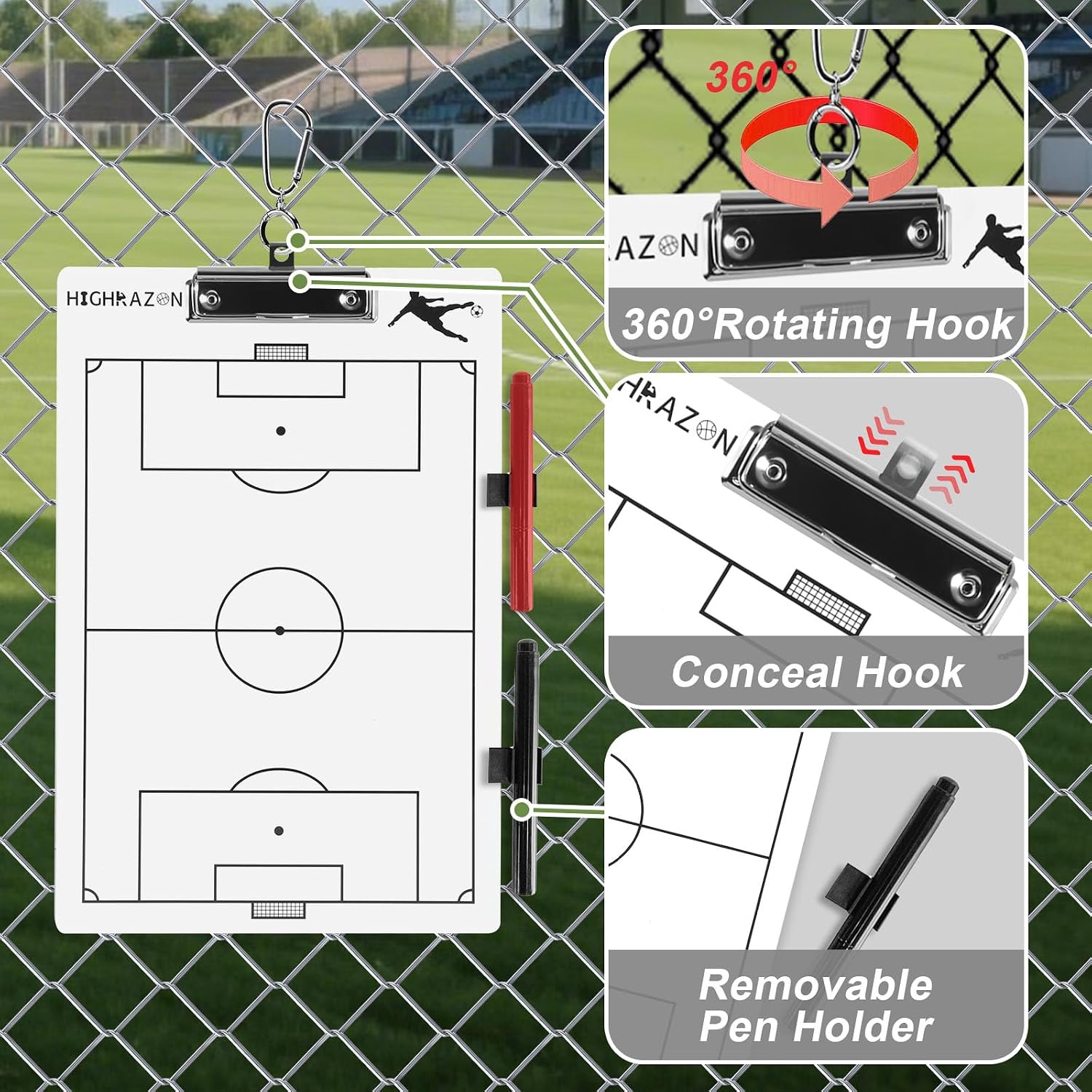 Soccer Coaches Clipboard, White Double-Sided Dry Erase Coach Clipboard, Soccer Whiteboard for Coaches, Lineup White