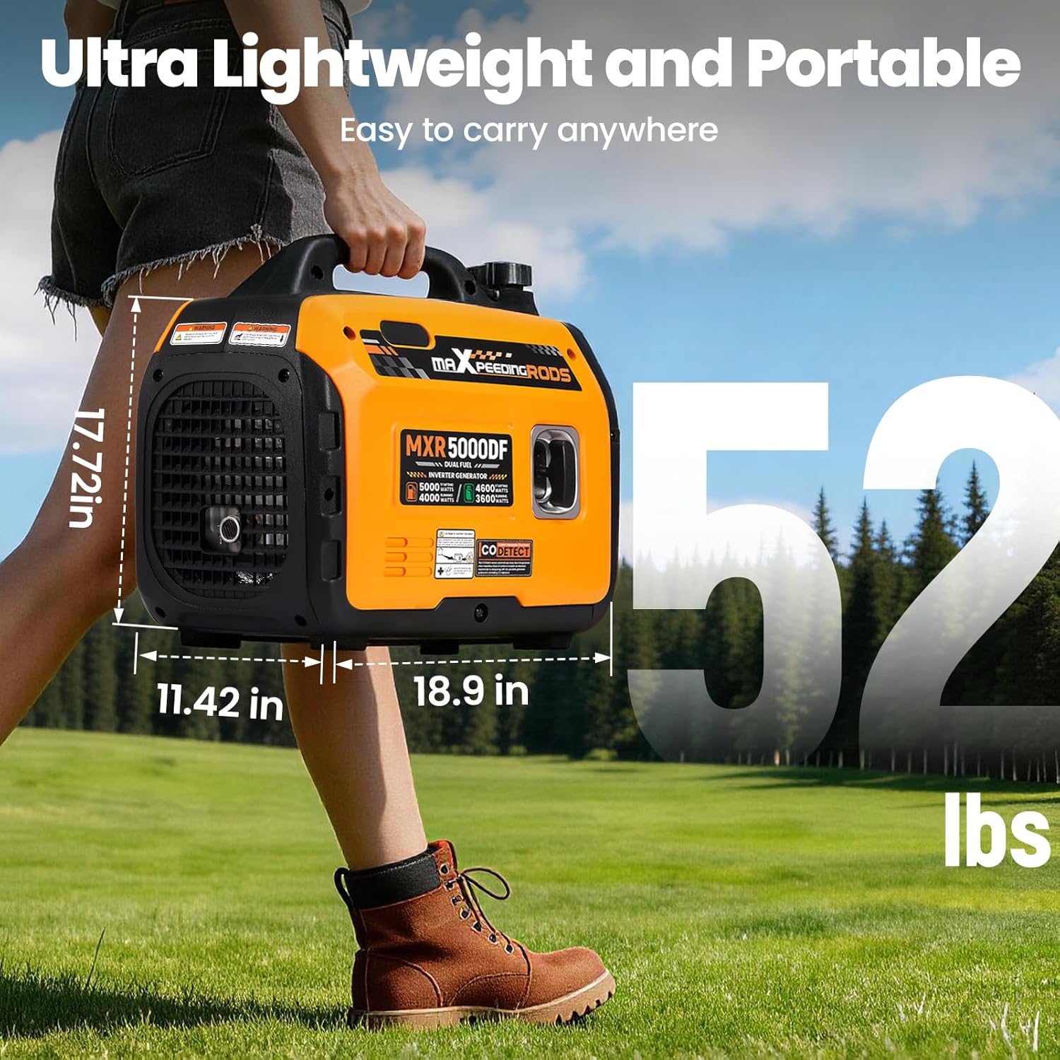 5KW Dual Fuel Inverter Generator for RV Outdoor Events Home | 5000 Watt Gasoline&Propane Powered,CO